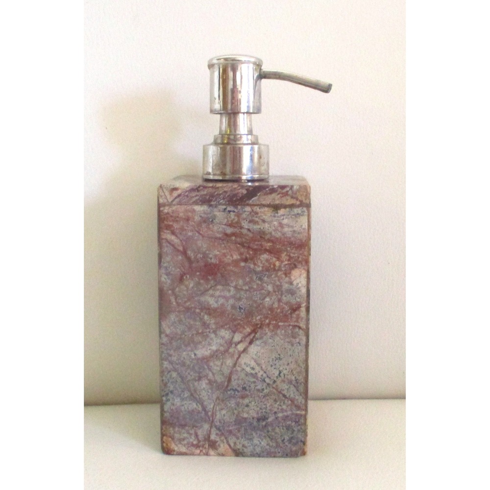 Natural Marble Stone Soap Dispenser Multi Color Veined Rectangular Pump